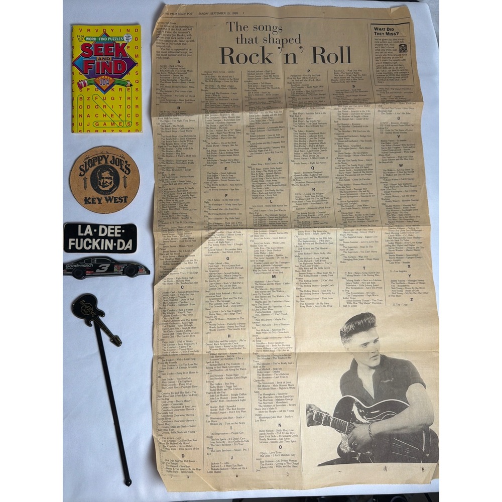 Vintage 90s Rock n Roll Elvis Palm Beach Post Dale Earnhardt Hard Rock Bundle
